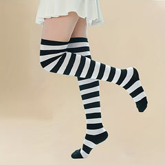 Striped Thigh High Socks Cosplay Over The Knee Socks Women's Stockings