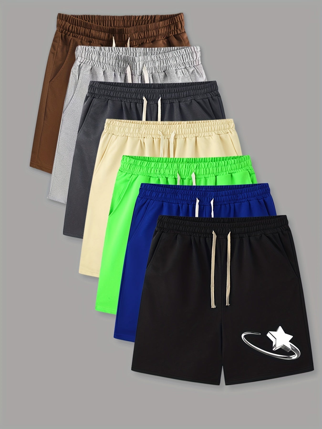 Star Pattern Comfy Shorts Men's Casual Elastic Waist Drawstring Shorts