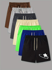 Star Pattern Comfy Shorts Men's Casual Elastic Waist Drawstring Shorts