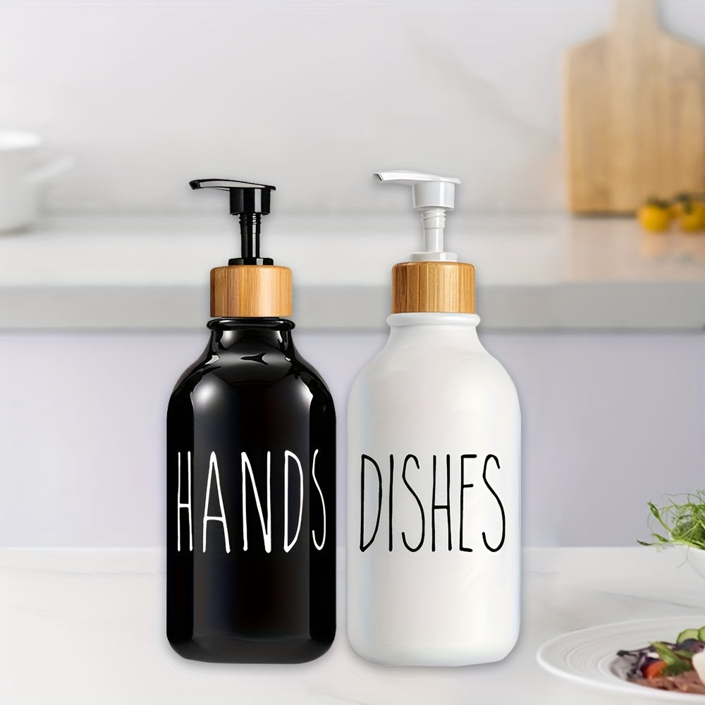 2pcs Refillable Plastic Soap Dispenser Bathroom Kitchen Liquid Storage Container