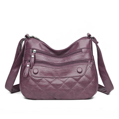 Vintage Quilted Crossbody Bag Retro Layer Shoulder Bag Women's Casual Handbag