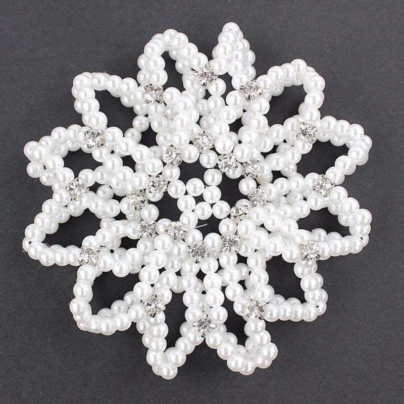 Pearl Rhinestone Hair Snood Net Ballet Bun Hair Covers