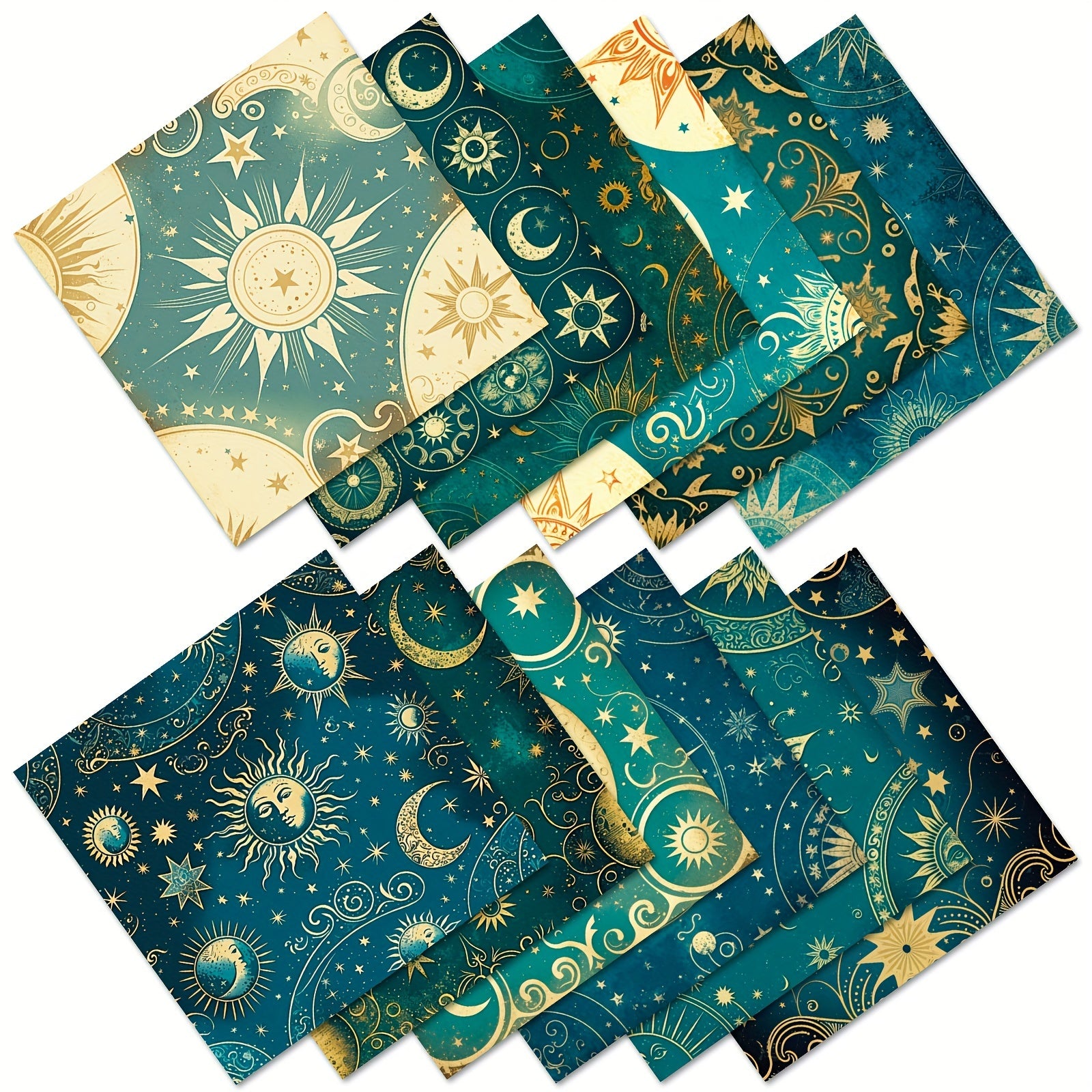 12pcs Tarot Starry Sky Series Brochure Paper for DIY Photo Album Scrapbook Art