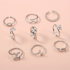 9 Pcs Adjustable Foot Ring Set for Women Girls