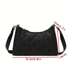 Quilted Heart Pattern Underarm Bag PU Leather Textured Bag Purse