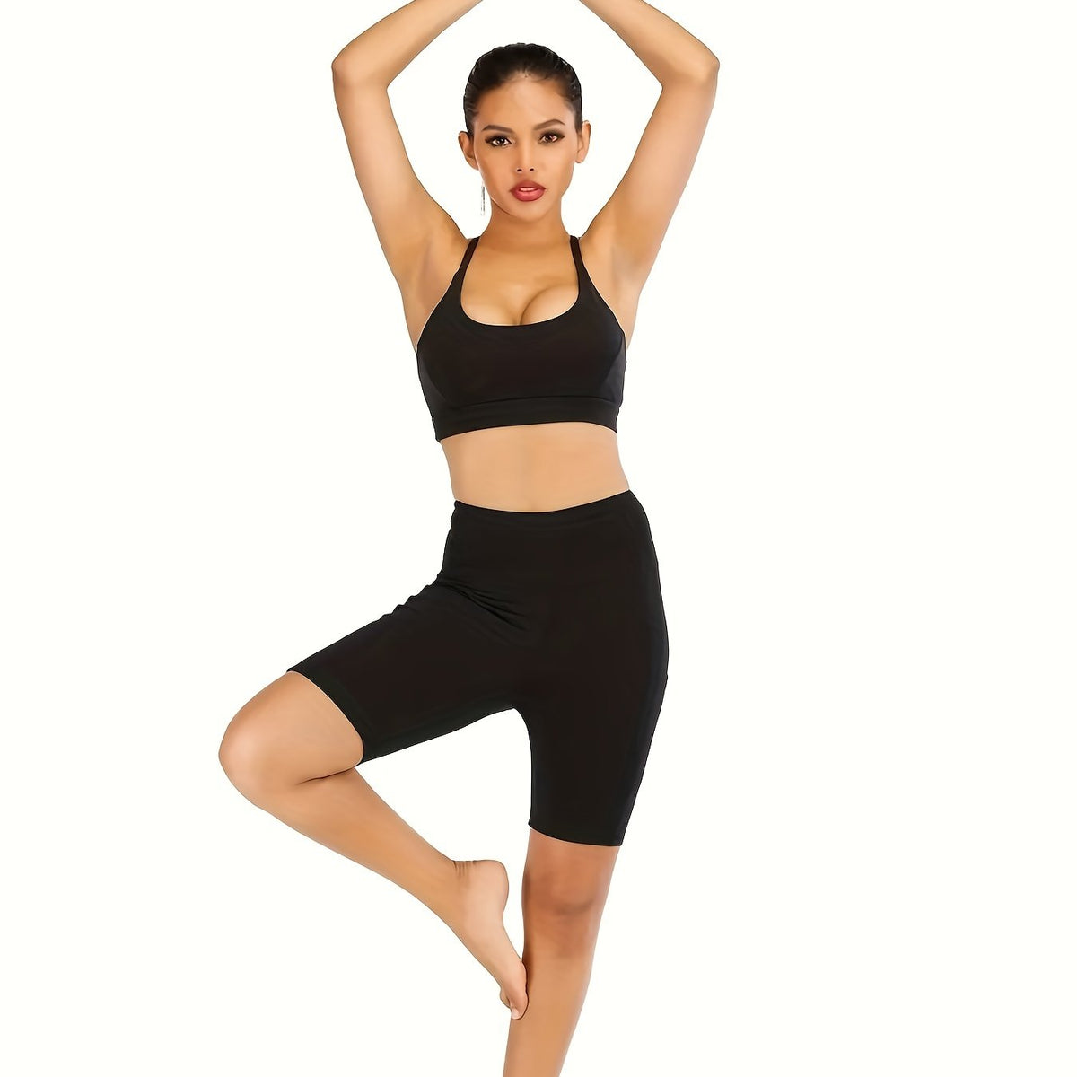  High Rise Yoga Shorts With Pockets
