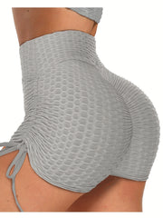 High Waisted Yoga Shorts For Women Ruched Workout Butt Lifting Running Shorts