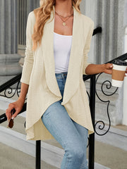  Solid Cable Long Sleeve Open Front Cardigan