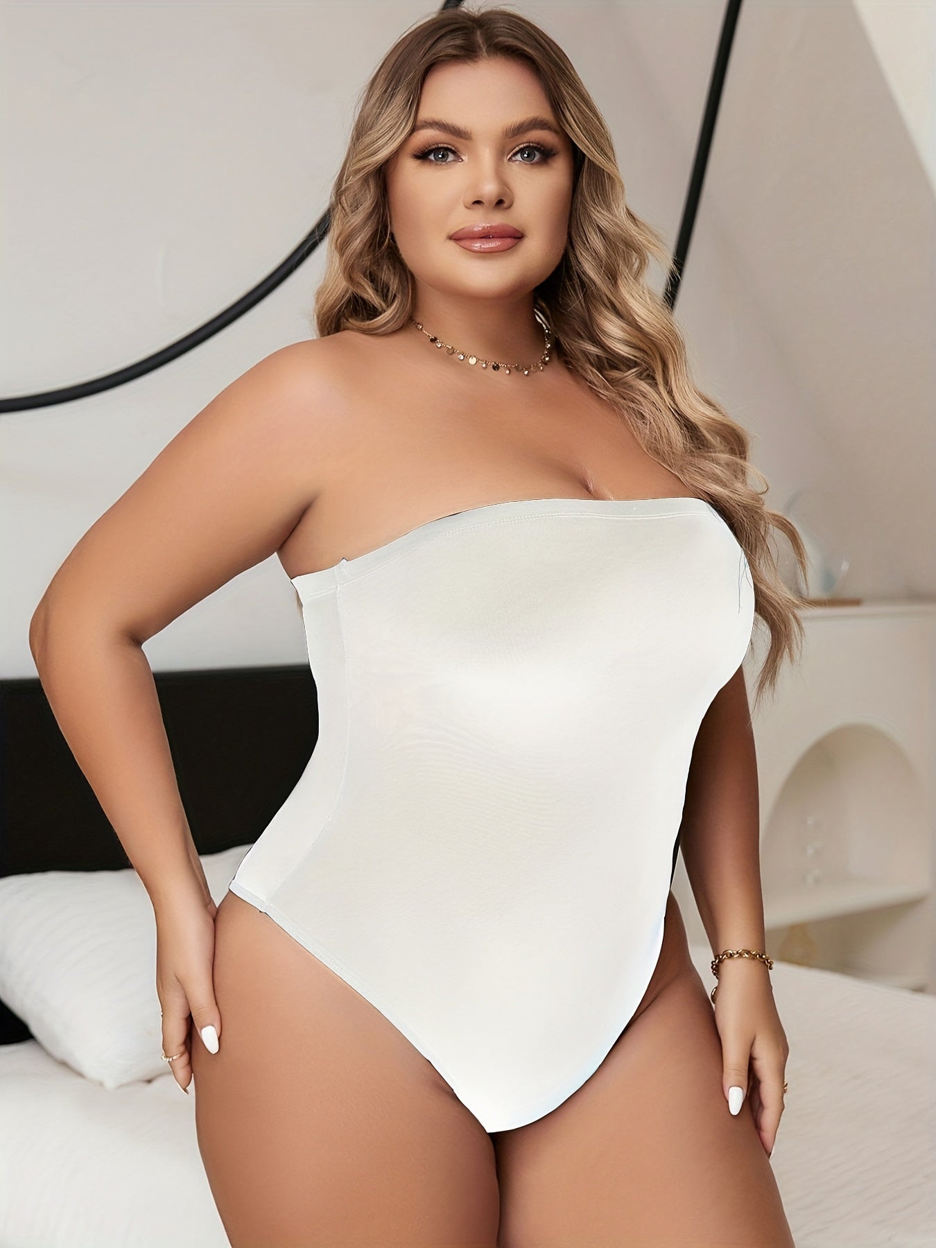  Seamless Tummy Control Strapless Jumpsuit Body Shaper