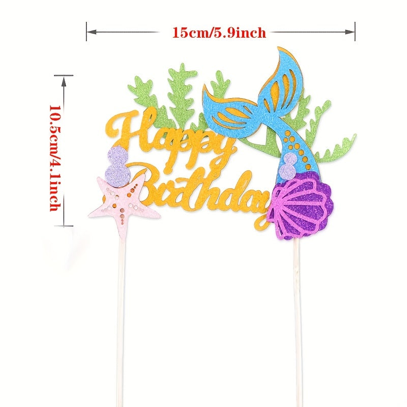 36pcs Glitter Mermaid Birthday Cake Topper Under the Sea Party Supplies