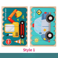 Double Sided Wooden 3D Puzzles Educational Toys For Kids