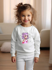 Toddler Cartoon Girl Print Long Sleeve Sweatshirt