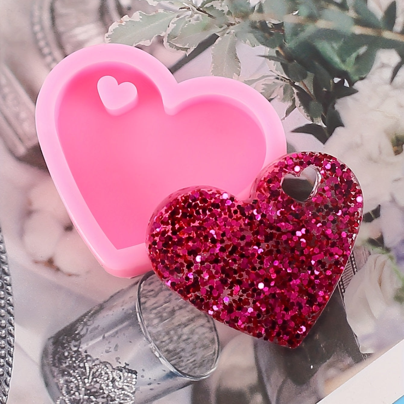 Heart Shape Epoxy Resin Silicone Keychain Mold DIY Craft Decoration