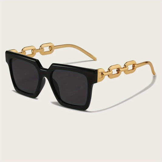 Square Frame Sunglasses Chain Temple Glasses Outdoor UV400