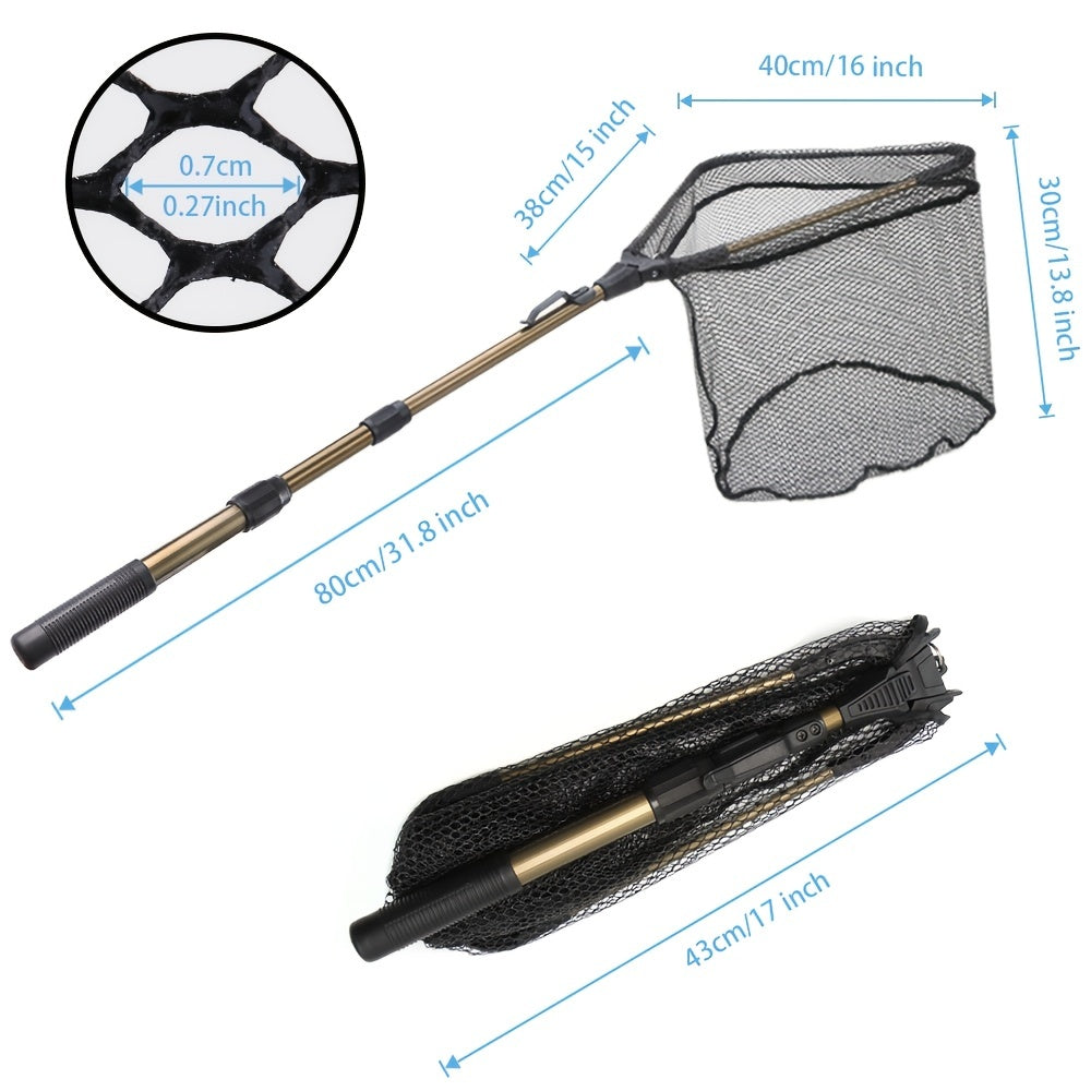 Foldable Fishing Net Telescopic Aluminum Handle 16in Hoop Size