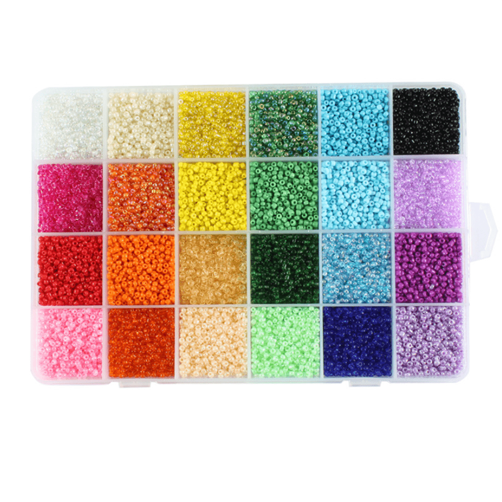 24 Colors 3mm Glass Seed Beads Kit with Storage Box