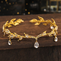 Vintage Crystal Rhinestone Leaf Tiara Crown Headband Hair Accessories
