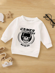 Funny Skull Gamer Print Boys Casual Pullover Sweatshirt