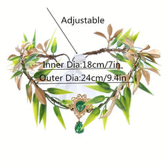 Chinese Style Crystal Hair Band Green Wreath Headband