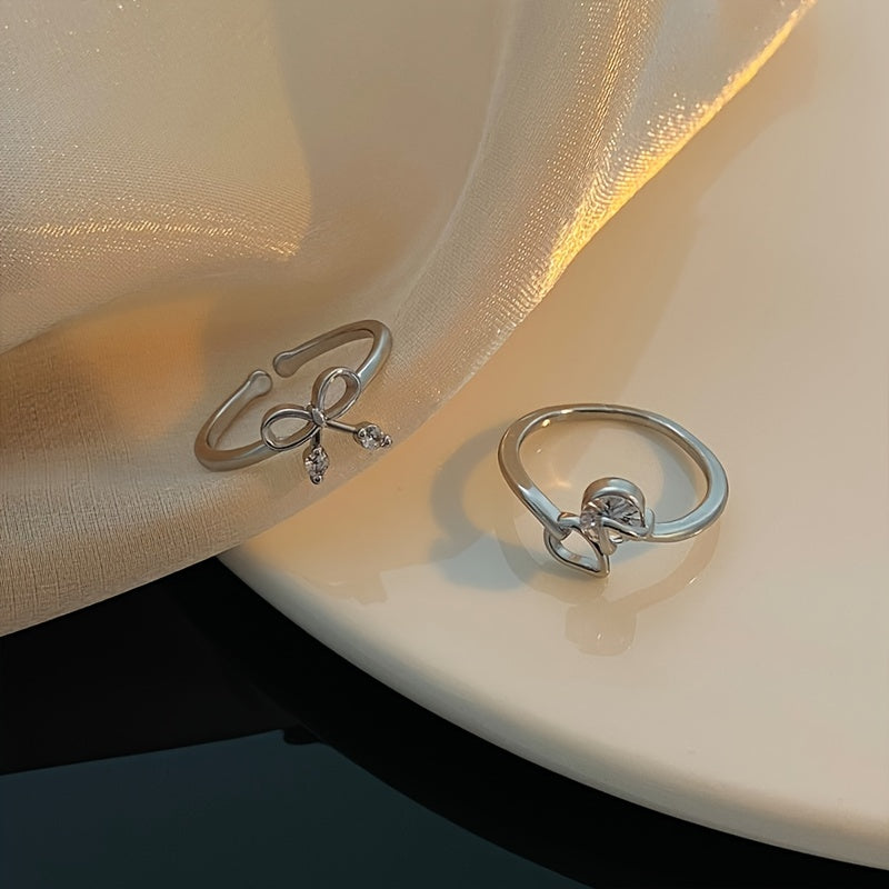 Women's Bow Ring Leaf Element Ring Accessories Party Birthday Gift