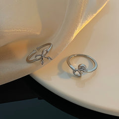 Women's Bow Ring Leaf Element Ring Accessories Party Birthday Gift