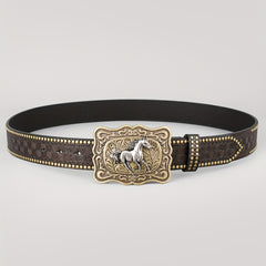 Dark Brown Casual Vintage Embossed Belt
