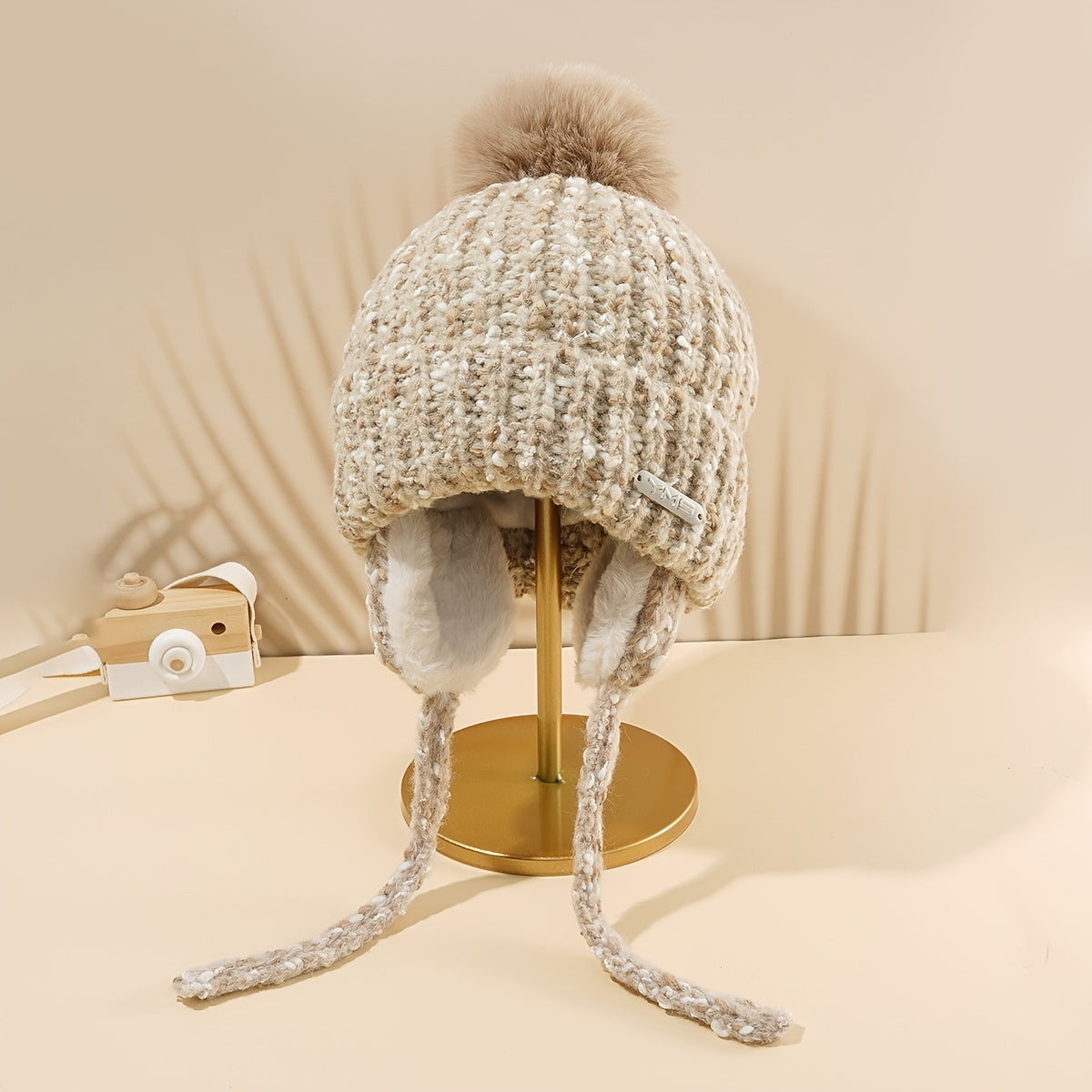 Women's Fleece Lined Cable Knit Beanie Hat for Cold Weather