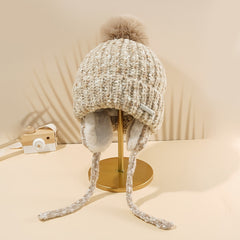Women's Fleece Lined Cable Knit Beanie Hat for Cold Weather