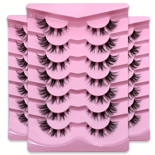 7 Pairs Cat Eye Lashes Faux Mink Wispy False Eyelashes Makeup