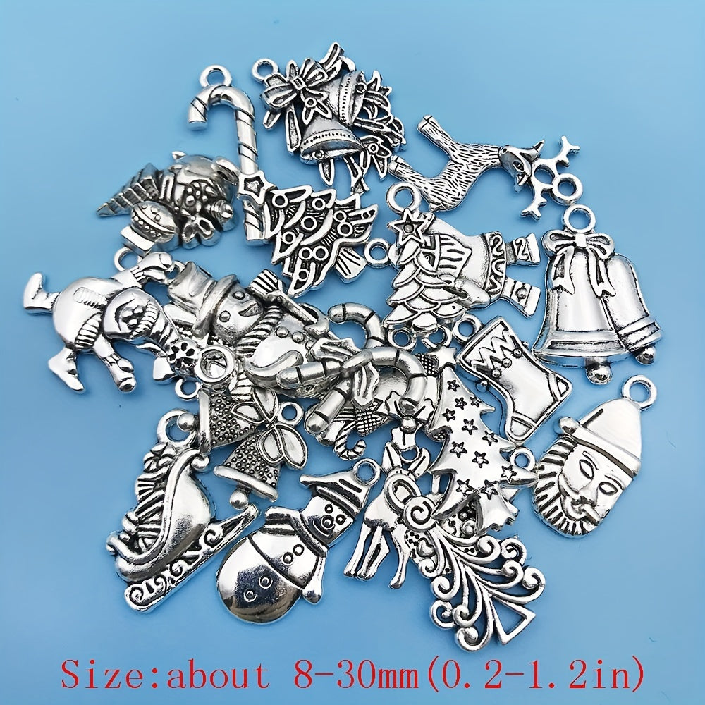 20pcs Antique Silver Christmas Charms Pendants for DIY Jewelry Making