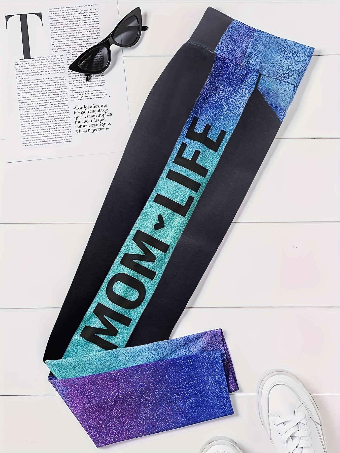 High Waist Ombre Running Leggings Women's Sports Tight Pants