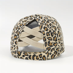 Leopard Print Ponytail Baseball Cap Sun Hat