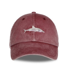 Washed Cotton Shark Snapback Baseball Cap Dad Hat