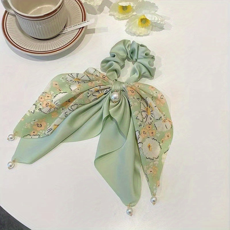 Floral Print Scarf Scrunchies Ponytail Holder Hair Accessories