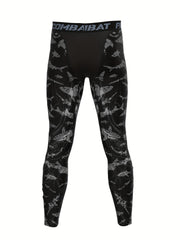 Shark Print Compression Leggings for Men - Quick Drying Base Layer Pants