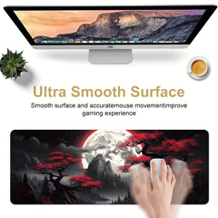 Dark Red Moon Desk Mat Large Gaming Mouse Pad Non Slip Computer Mat