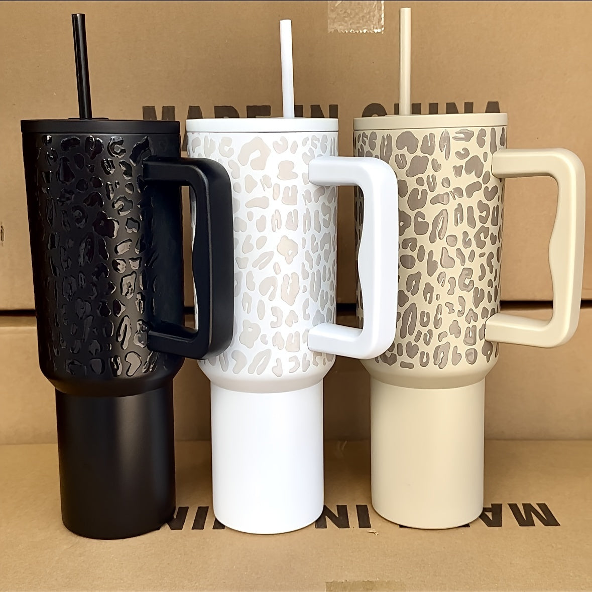 Leopard Print Insulated Coffee Cup 40oz Portable Water Bottle