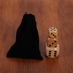 Wooden Round Corner Dice Set with Flannelette Bag for Tabletop Toss Game