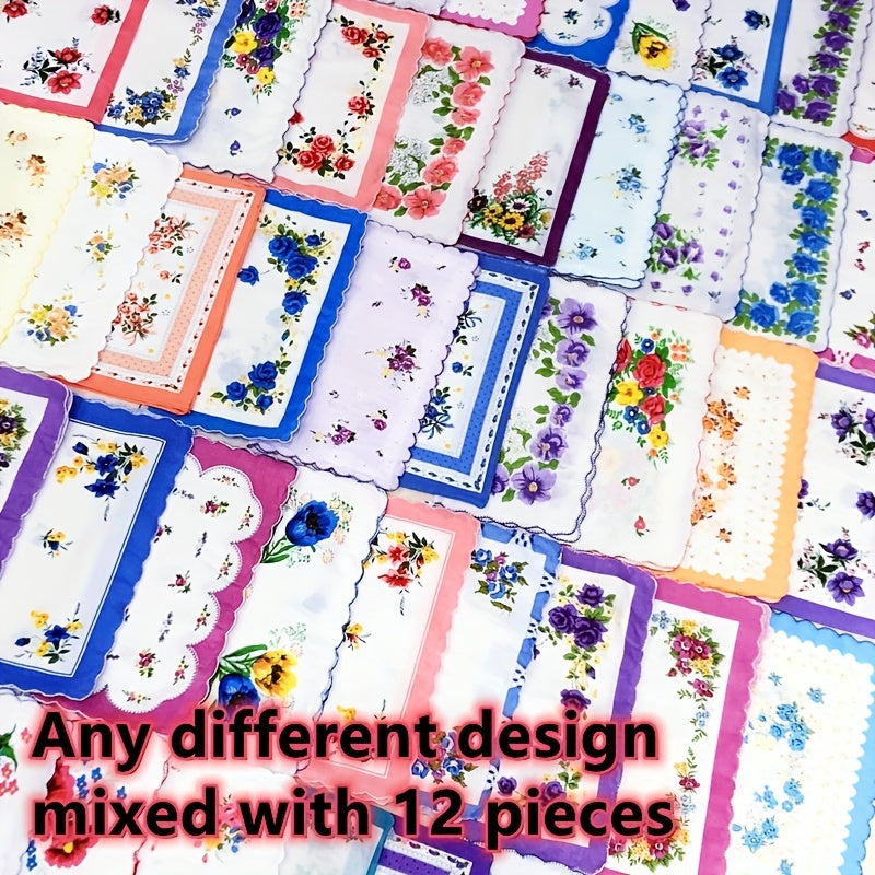 12 Pcs 11" Classic Flower Handkerchief Set for Men
