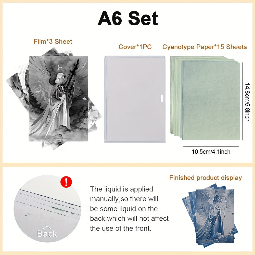 Sun Print Paper Kit 25 Sheets DIY Sun Art Cyanotype Art Paper for Crafts