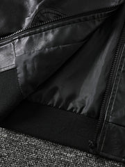 Boy's Fashionable Stand Collar Leather Jacket
