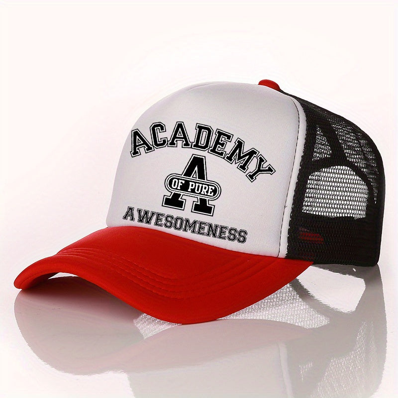 Summer Multicolor Hat Funny ACADEMY AWESOMENESS Letter Print Men's Peaked Cap