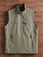Men's Zipper Pockets Cargo Vest for Outdoor Activities