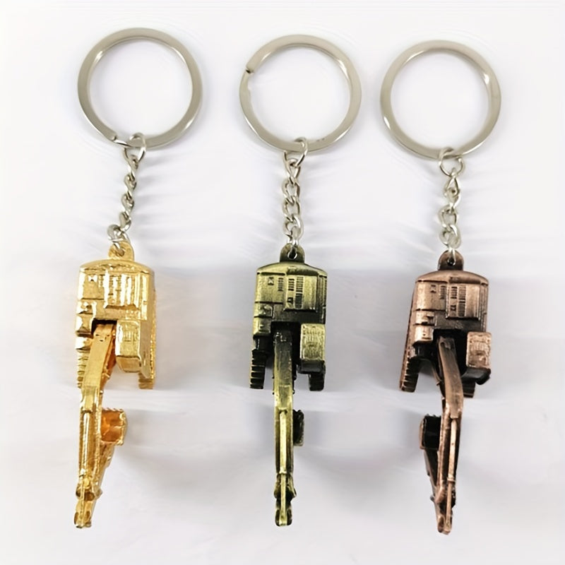 Alloy 3D Excavator Keychain Bag Car Pendant Accessory