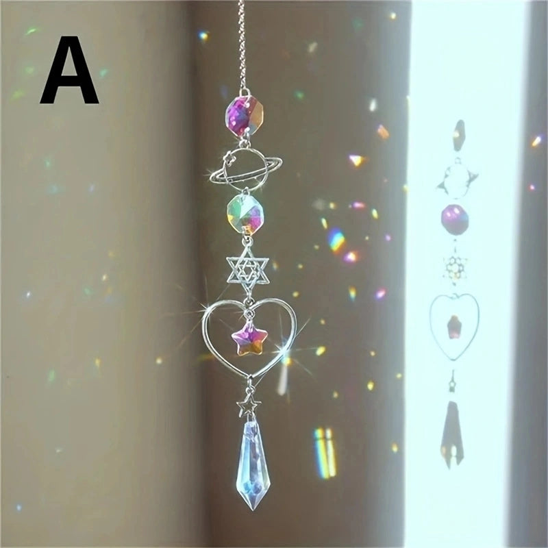 Crystal Wind Chimes Home Garden Decoration Moon Sun Catcher Prism Pendant