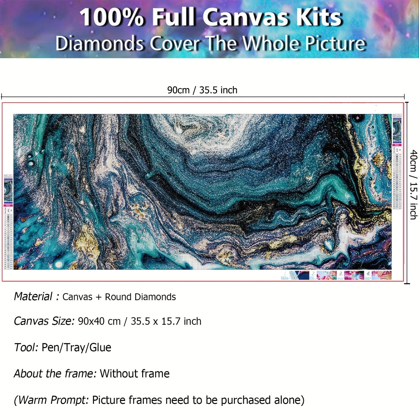 Flowing Abstract Large Diamond Painting Kit 40x90cm