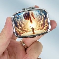 Devout Worship Metal Medicine Box 2 Compartment Square Mini Portable Travel Pock