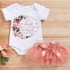 2pcs Baby Girls Floral Print Onesie & Shorts Set