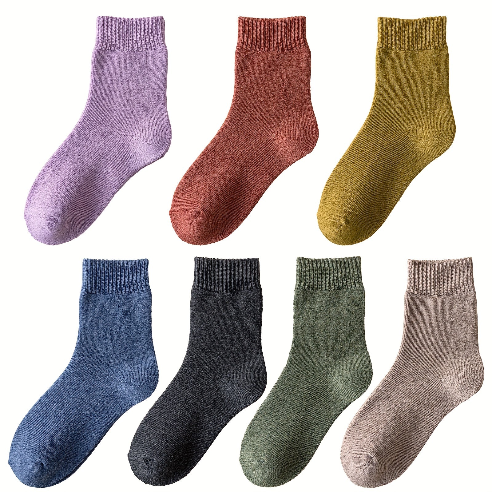 7 Pairs Solid Mid Tube Socks Women's Stockings