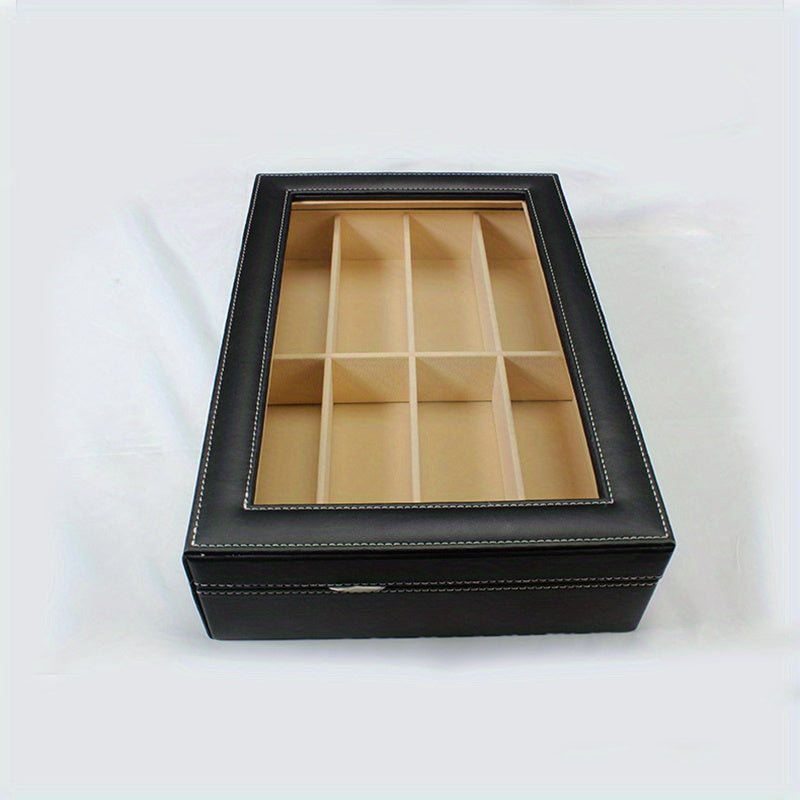 8 Grid PU Leather Sunglasses Storage Box